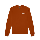 The front of a dark orange crewneck sweatshirt featuring 'Filmed for IMAX' written on it.