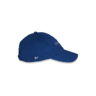 A side view of a blue hat with 'IMAX' in white on the front and '67' in white on the side.
