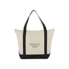 A large, zippered off-white tote back with 2 large handles and the retro IMAX logo and “est. 1967” printed in black on the front.