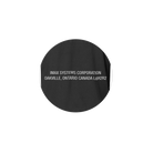 A close-up of the sleeve of the black long-sleeved t-shirt, featuring “IMAX Systems Corporation Oakville, Ontario Canada L6H2R2”