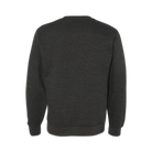 The back of a dark grey crewneck sweatshirt.  