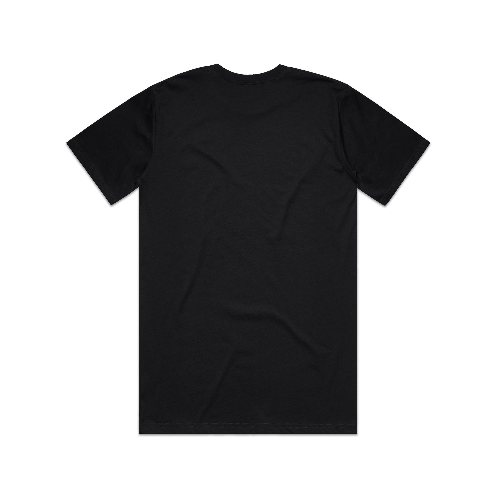 The back of a black T-shirt. 