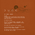 A close-up of the Dune: Part Two screenplay text on the dark orange sweater.