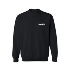 A black crewneck sweatshirt with a small white 'IMAX' logo printed on the left chest, displayed on a clean white background.