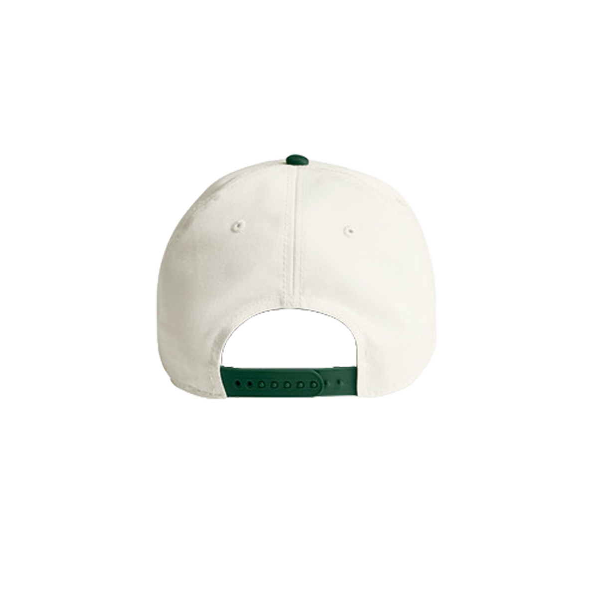 Cream and green cotton baseball style hat hat featuring embroidered IMAX outline logo on the front, curved green brim, and adjustable back strap and embroidered “’67” detail on the side.