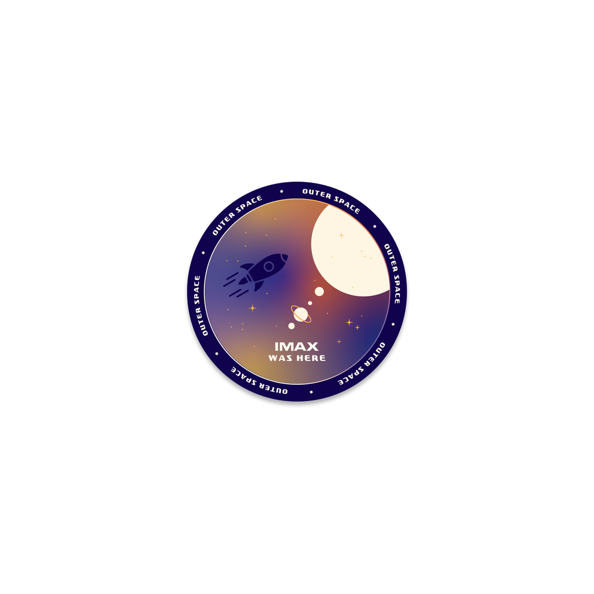 The Outer Space sticker features a spaceship, planets, and stars.