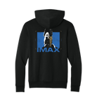 Black hoodie with IMAX graphic on the back against a white background