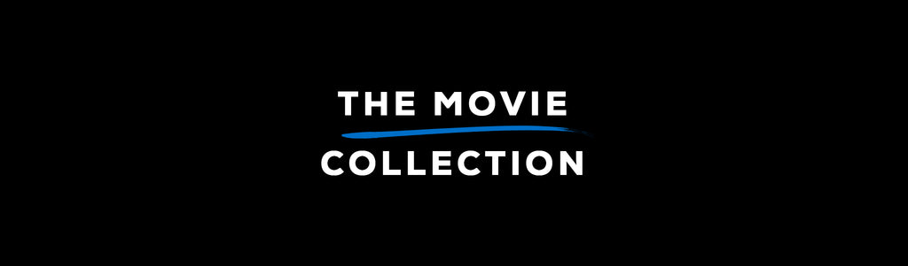 A black banner titled The Movie Collection in large white letters, with a stylized blue line.